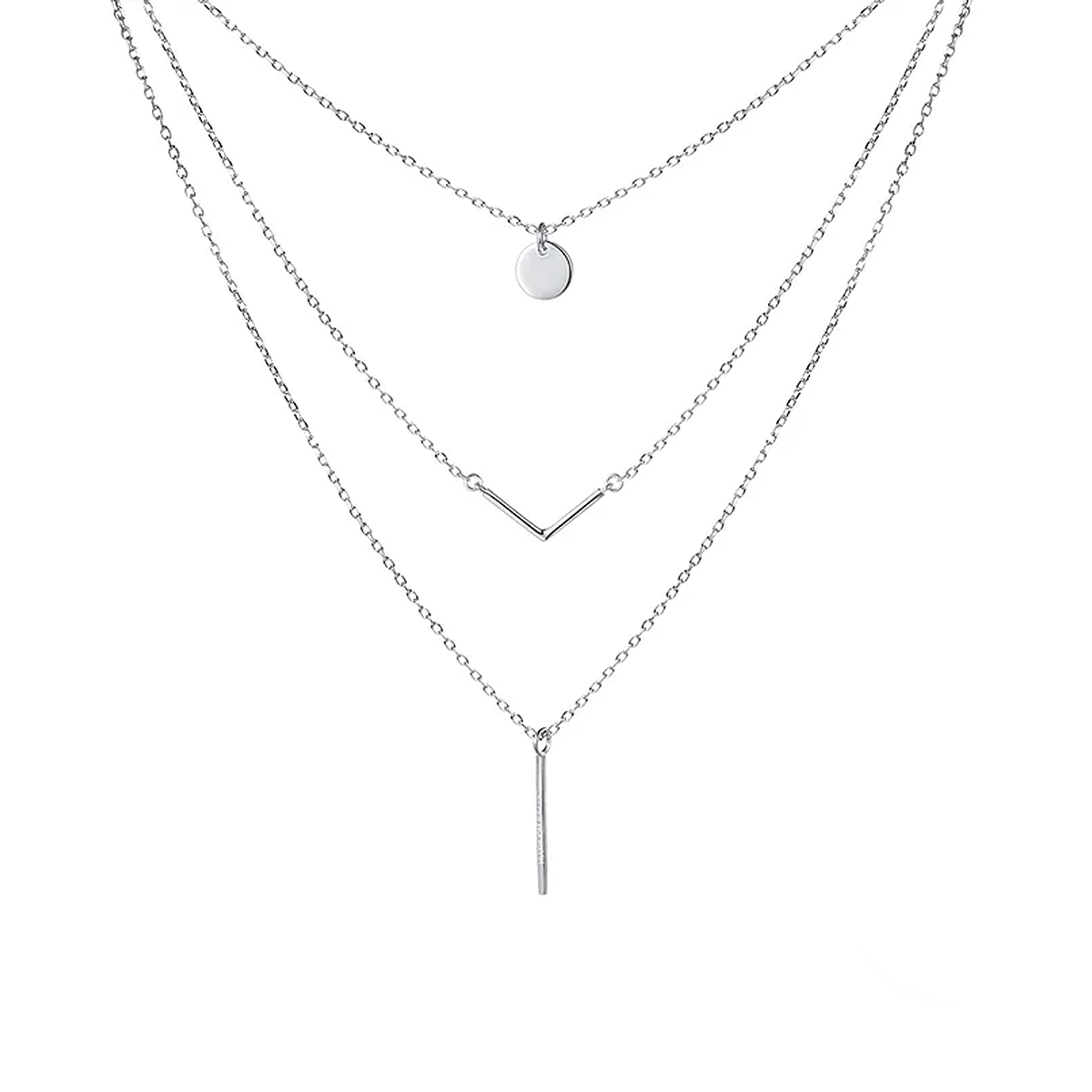 Sterling Silver Triple Layer Minimalist Necklace