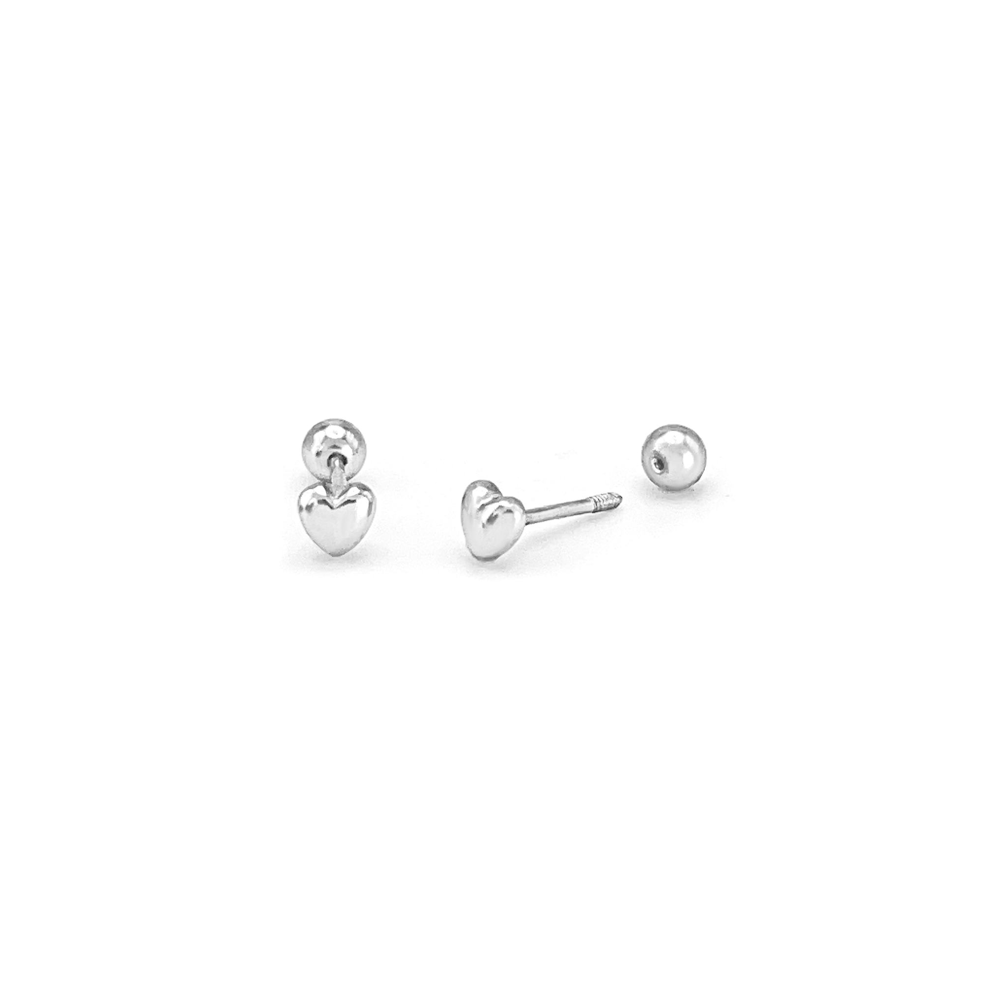 Sterling Silver Tiny Hearts Screw Earrings
