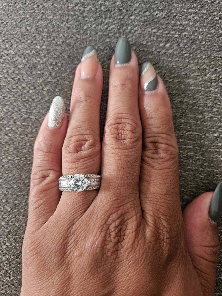 Sterling Silver Diana Princess Cut Engagement Ring