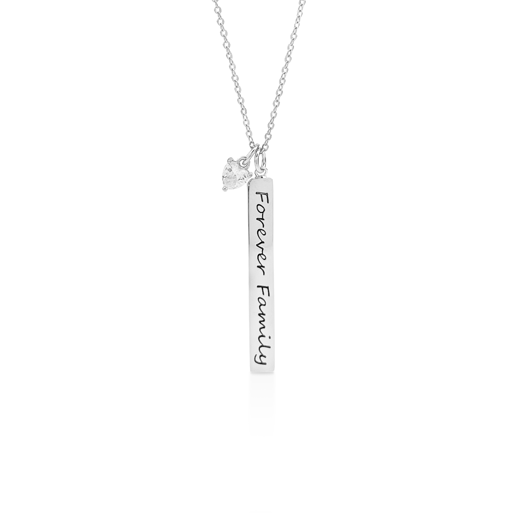Sterling Silver Forever Family Heart Necklace