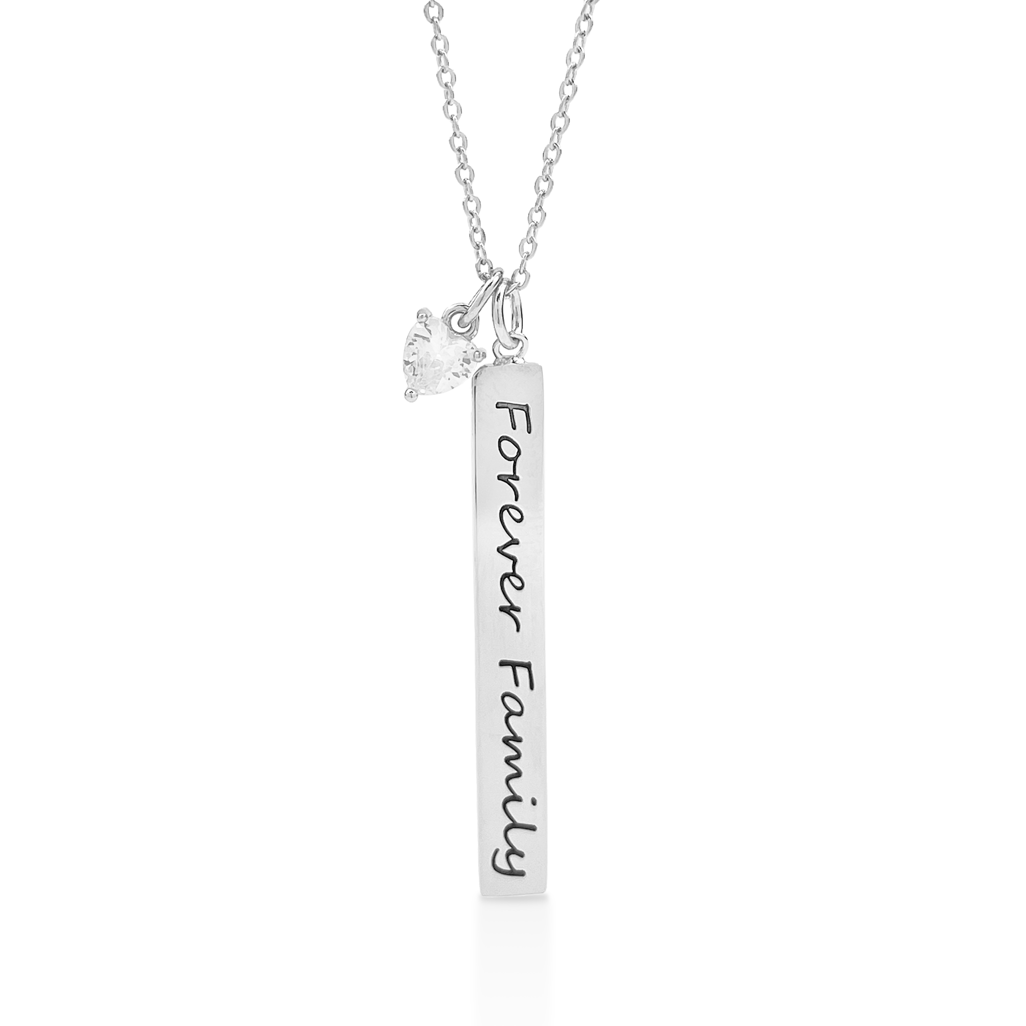 Sterling Silver Forever Family Heart Necklace