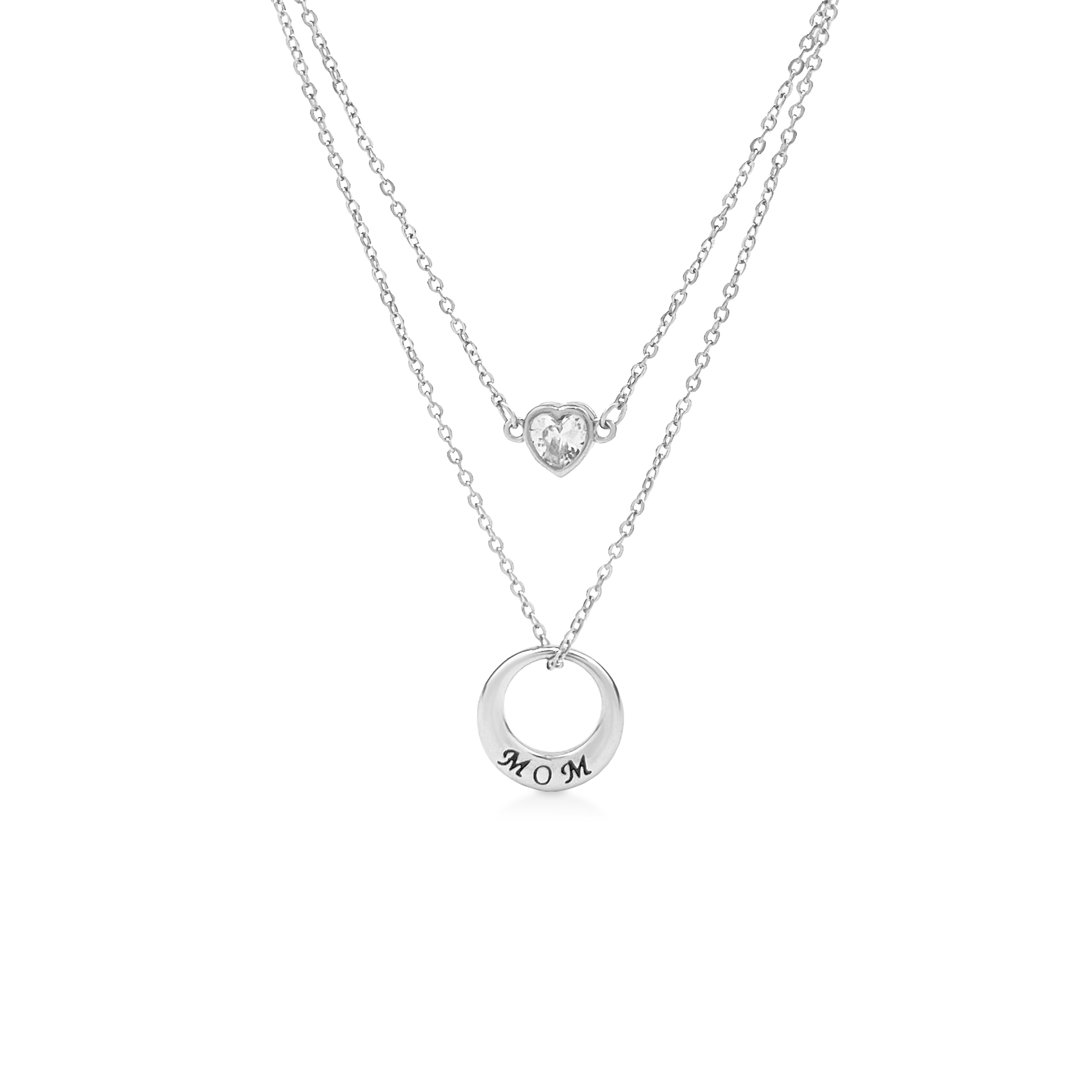 Sterling Silver Love Layers Mom Necklace