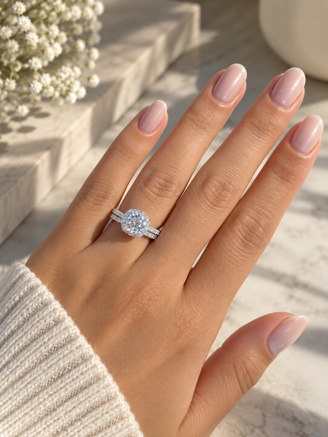 Sterling Sliver Emy Square Engagement Ring