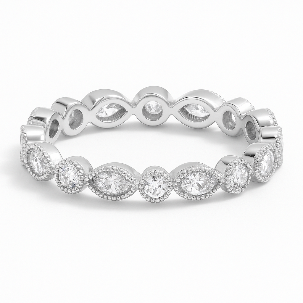 Sterling Silver Clear Stone Eye Stackable Ring