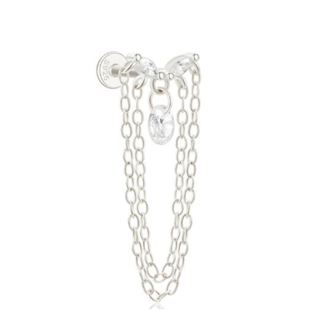 Sterling Silver Luminous Chain Piercing Earring
