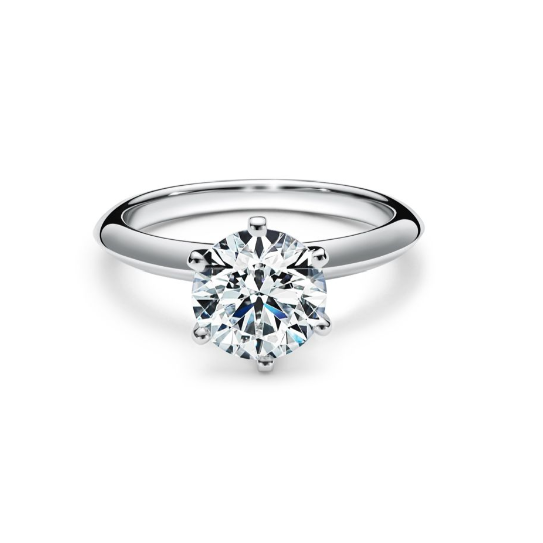 Sterling Silver Solitarire Moissanite Engagement Ring