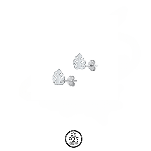 Sterling Silver Monstera Leaf Stud Earring