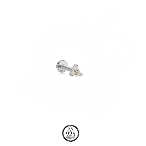 Sterling Silver Triangle Opal Piercing Earring