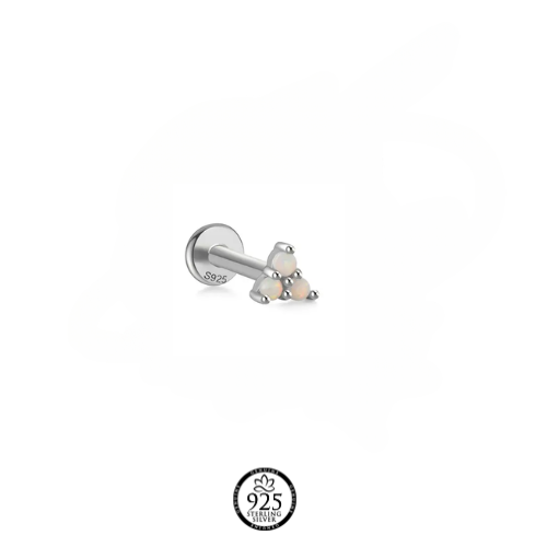 Sterling Silver Triangle Opal Piercing Earring