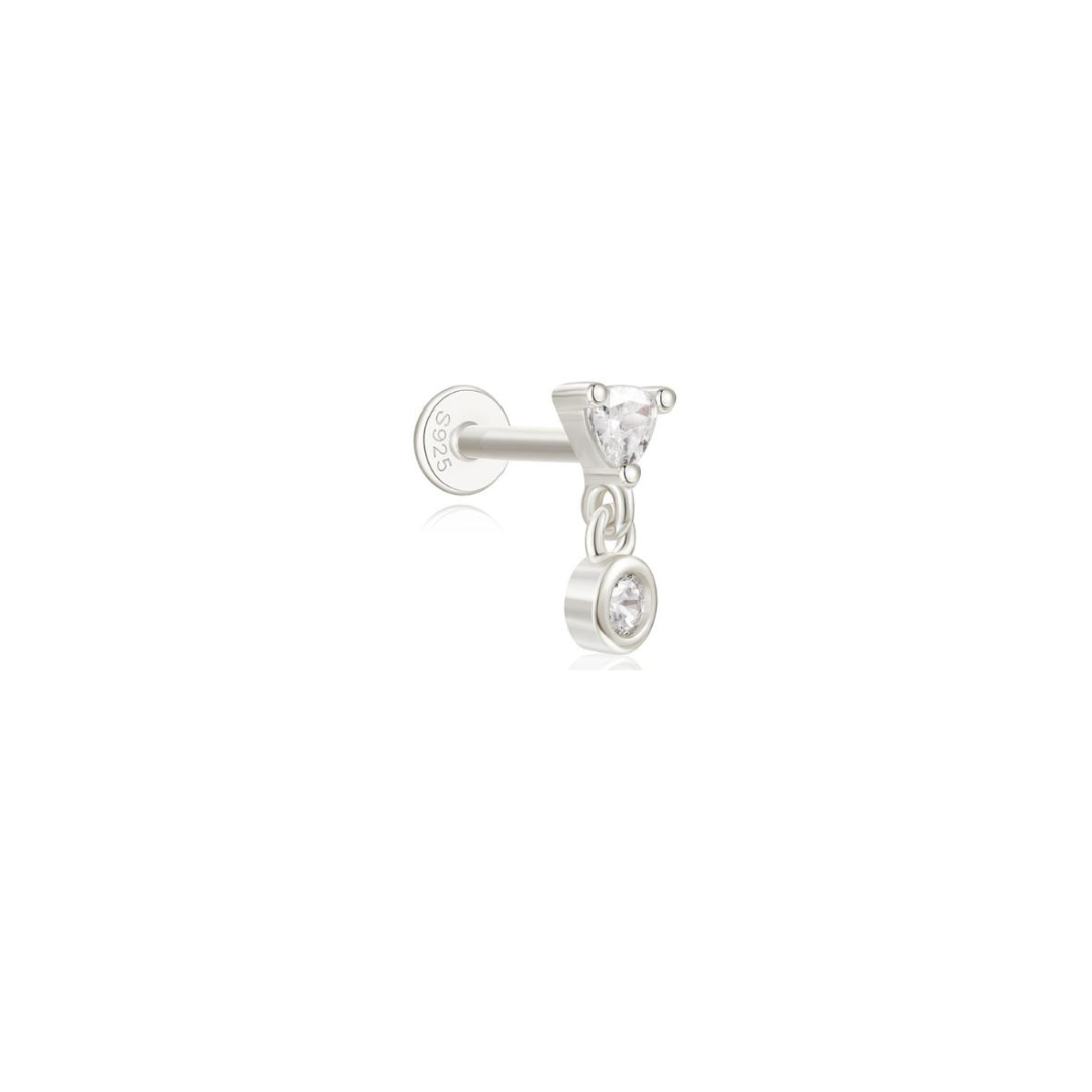 Sterling Silver Gem Drop Piercing Earring