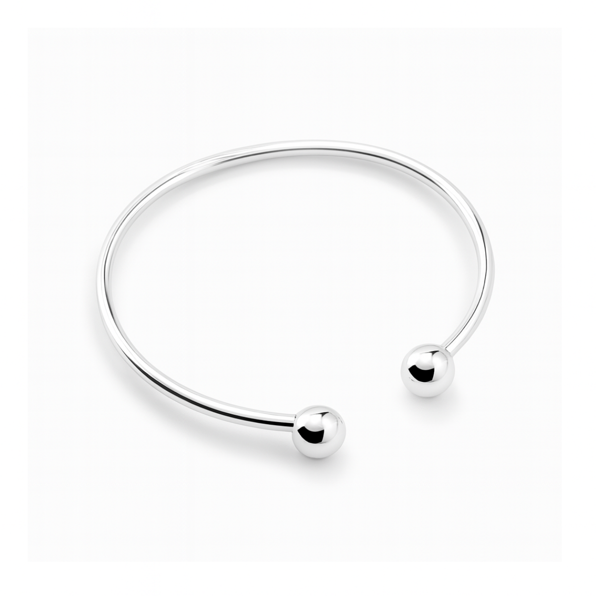 Sterling Silver Balls End Cuff Bracelet