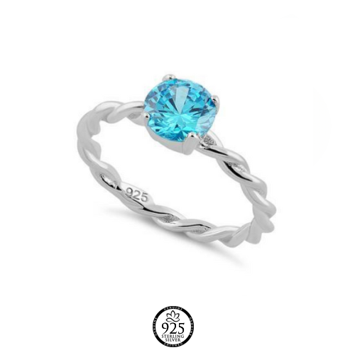Sterling Silver Aquamarine Stone Ring