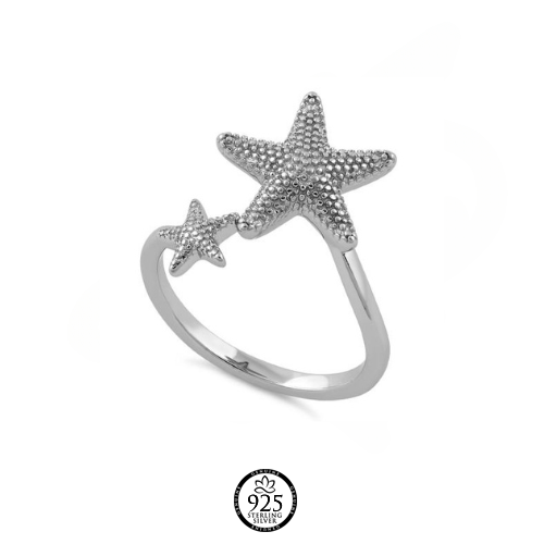 Sterling Silver Two Starfish Ring