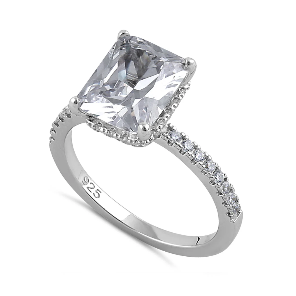 Sterling Silver Alexandra Halo Square Engagement Ring