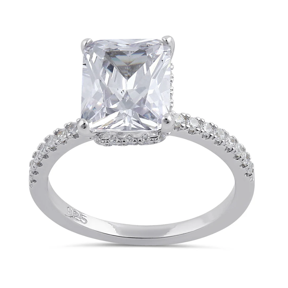 Sterling Silver Alexandra Halo Square Engagement Ring