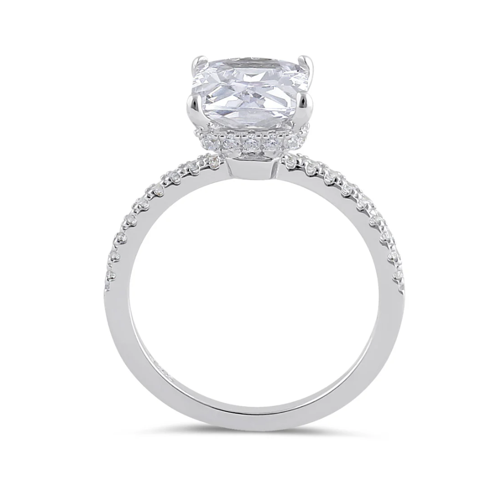 Sterling Silver Alexandra Halo Square Engagement Ring