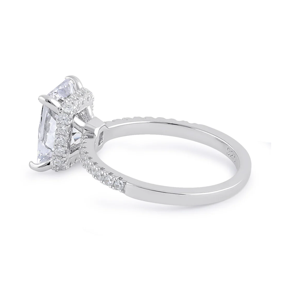 Sterling Silver Alexandra Halo Square Engagement Ring