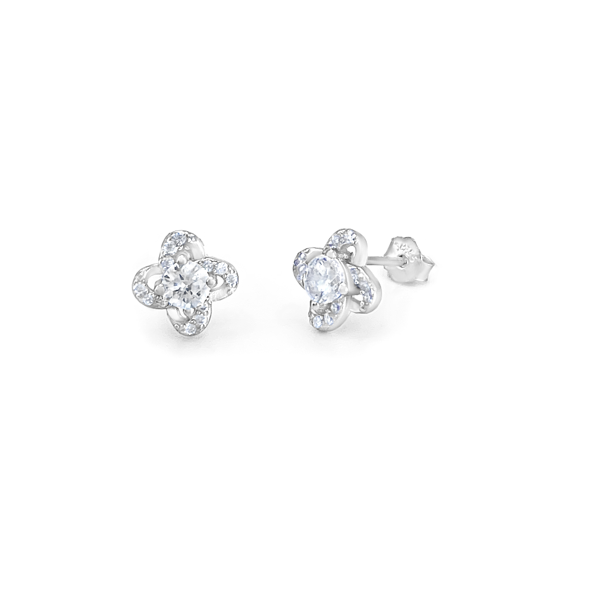 Sterling Silver Petal Glow Crystal Earrings