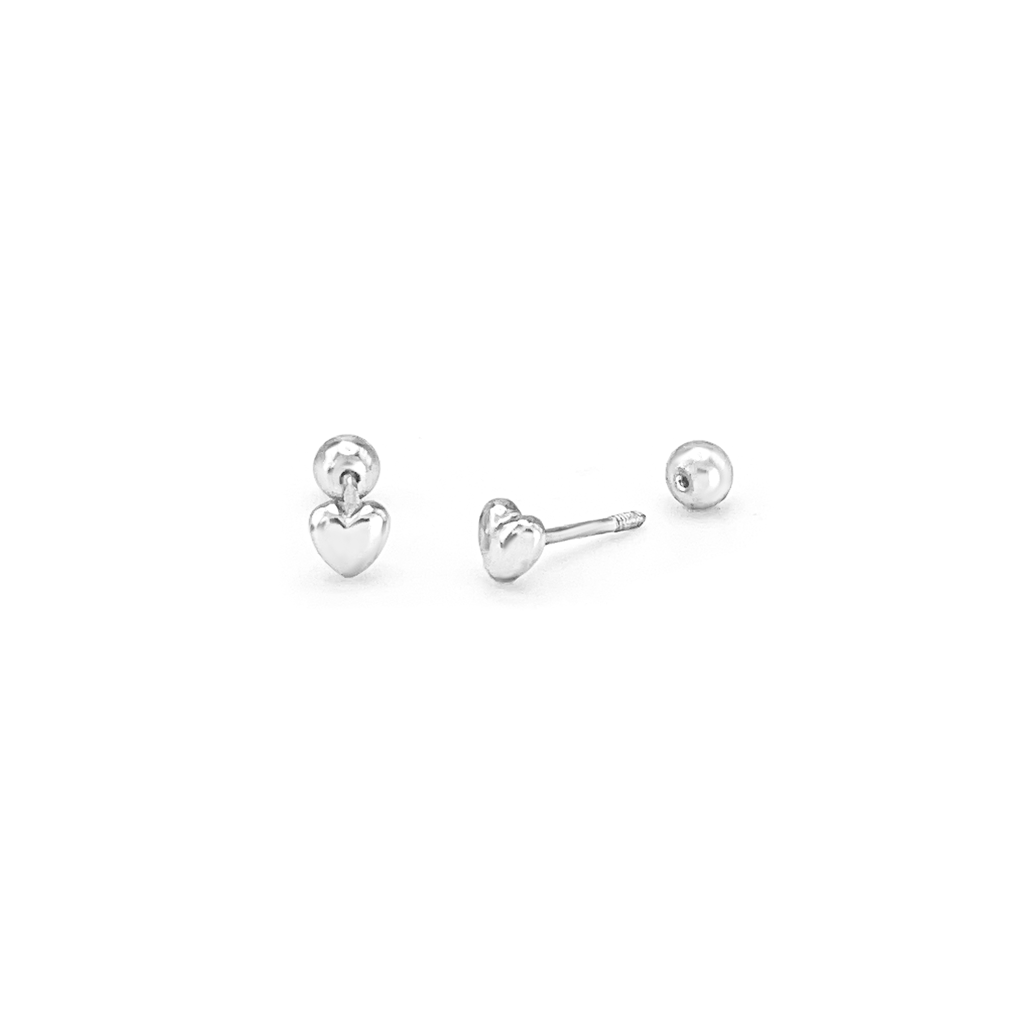 Sterling Silver Tiny Hearts Screw Earrings
