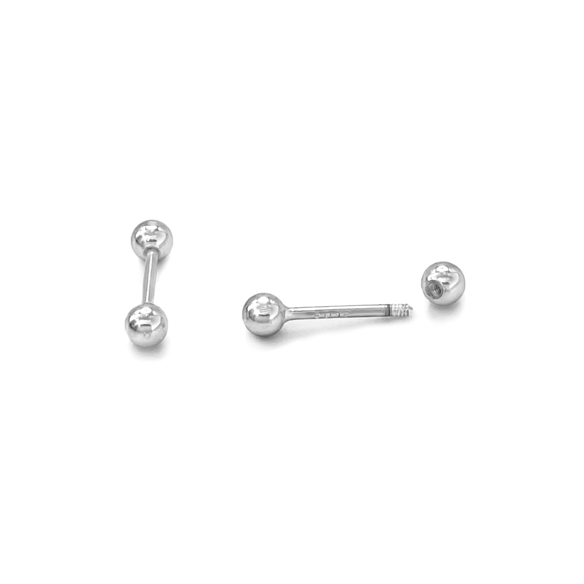 Sterling Silver Tiny Balls Screw Earrings