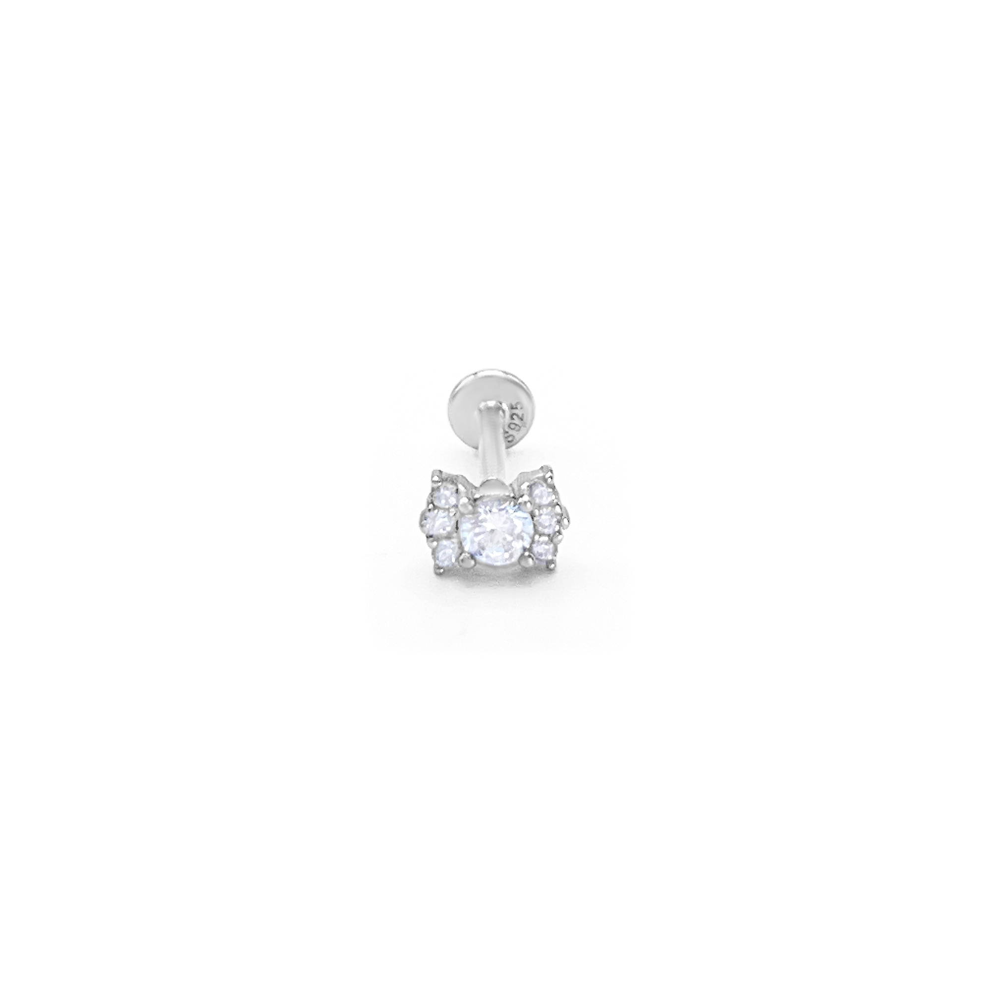 Sterling Silver Sparkle Bow Piercing Earring