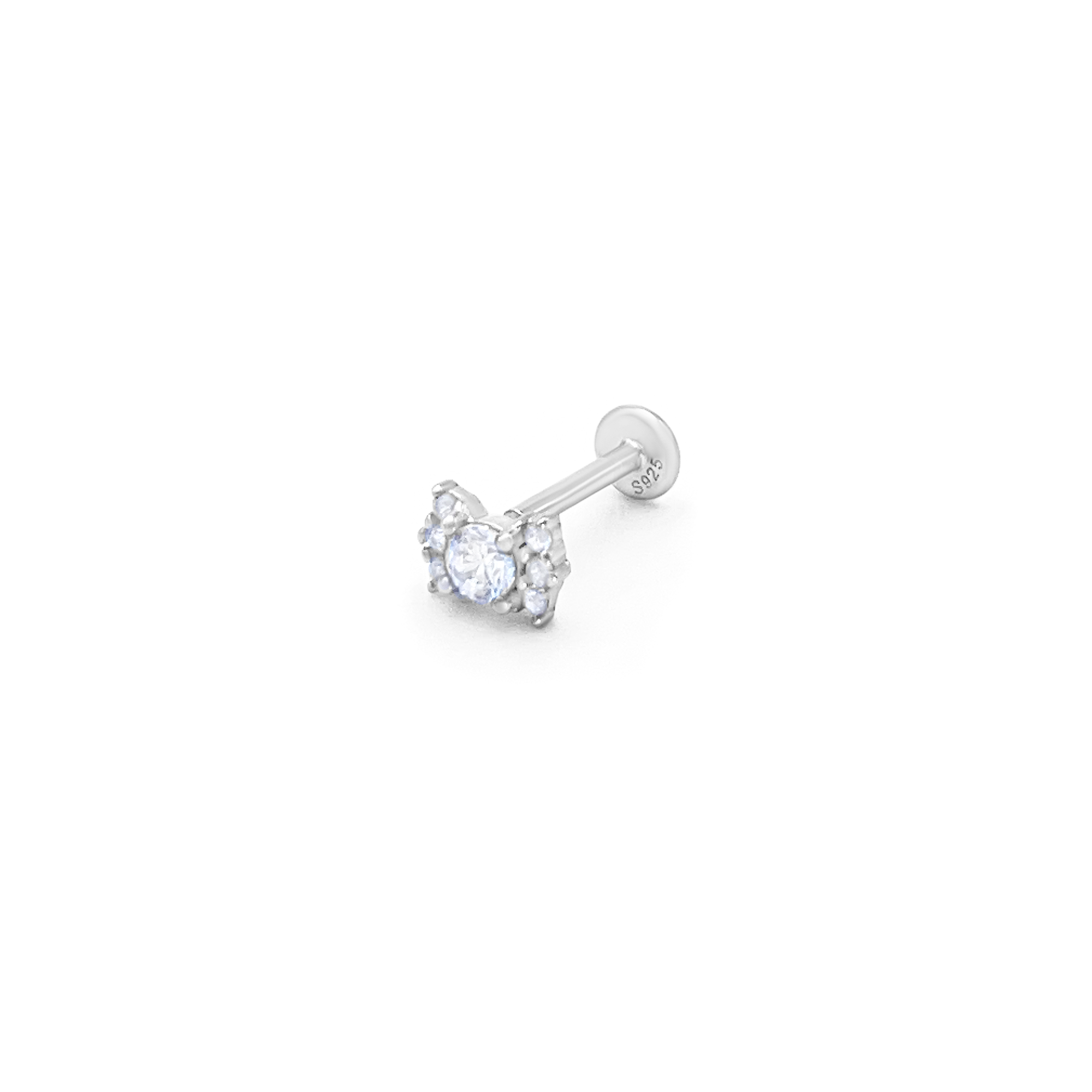 Sterling Silver Sparkle Bow Piercing Earring