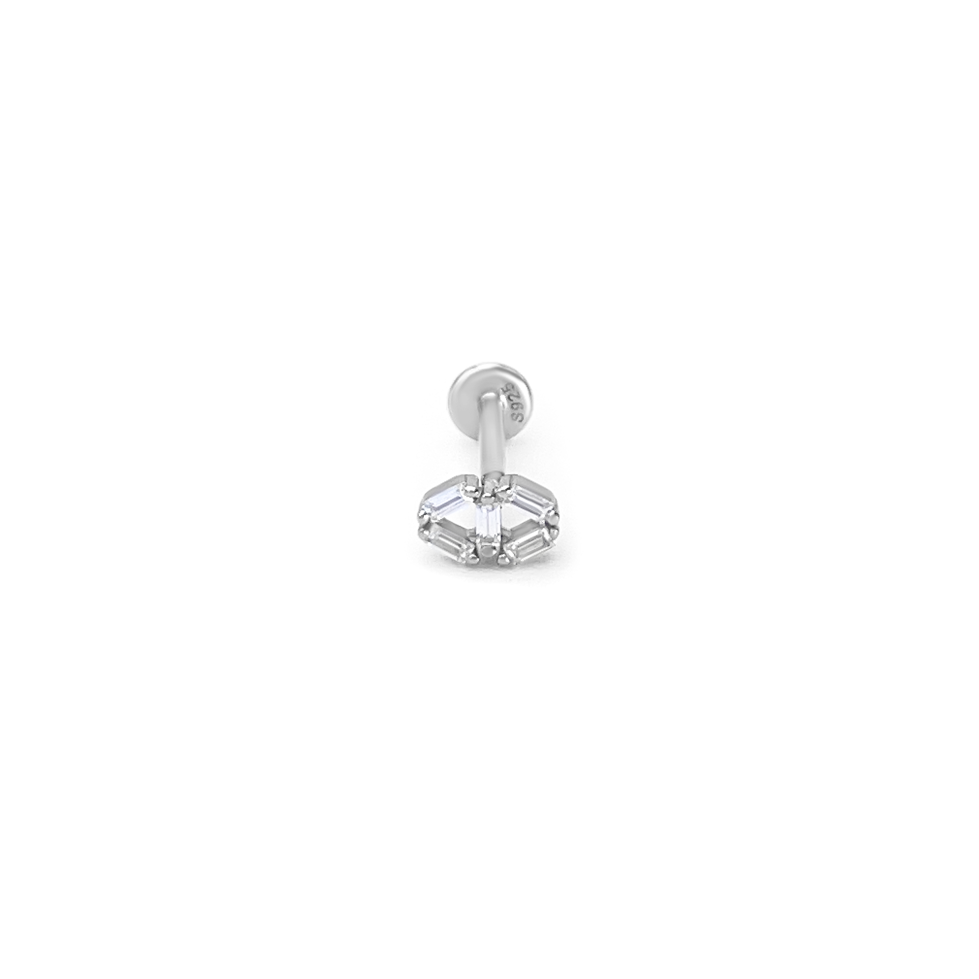Sterling Silver Crystal Halo Piercing Earring