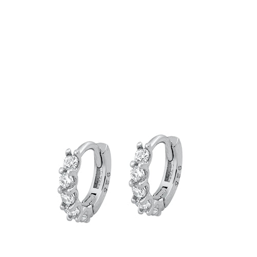 Sterling Silver Clear Crystals Mini Hoops Earrings