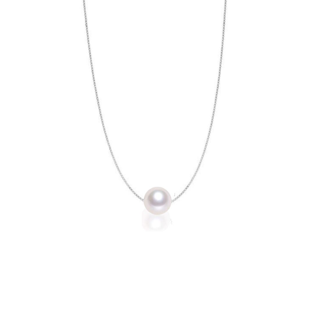 Sterling Silver Minimalist Pearl Necklace