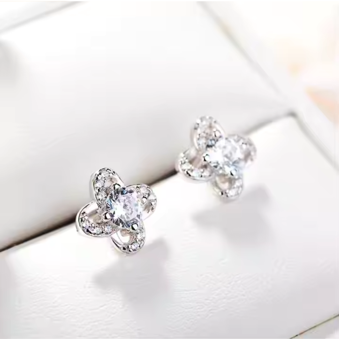 Sterling Silver Petal Glow Crystal Earrings
