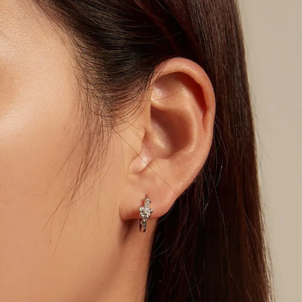Sterling Silver Spring Bloom Hoops Earrings