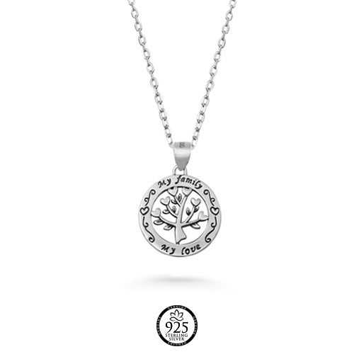 Sterling Silver Simple Family Tree Necklace