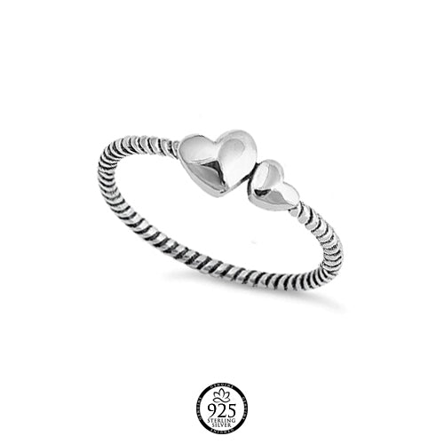 Sterling Silver Double Love Twist Ring