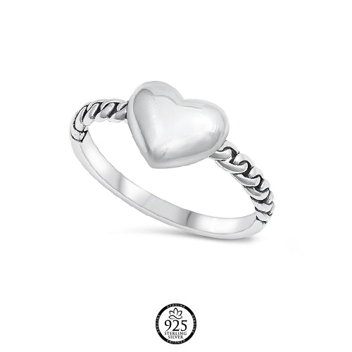 Sterling Silver Stella Link Heart Ring