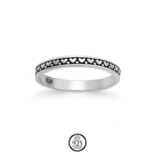 Sterling Silver Bali Hearts Band Ring