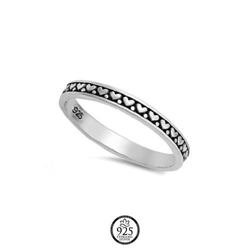 Sterling Silver Bali Hearts Band Ring