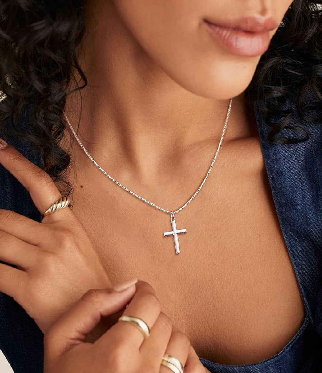 Sterling Silver Simple Cross Necklace