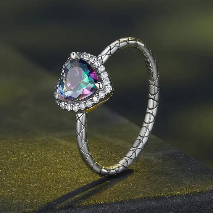 Sterling Silver Juliet Rainbow Crystal Ring