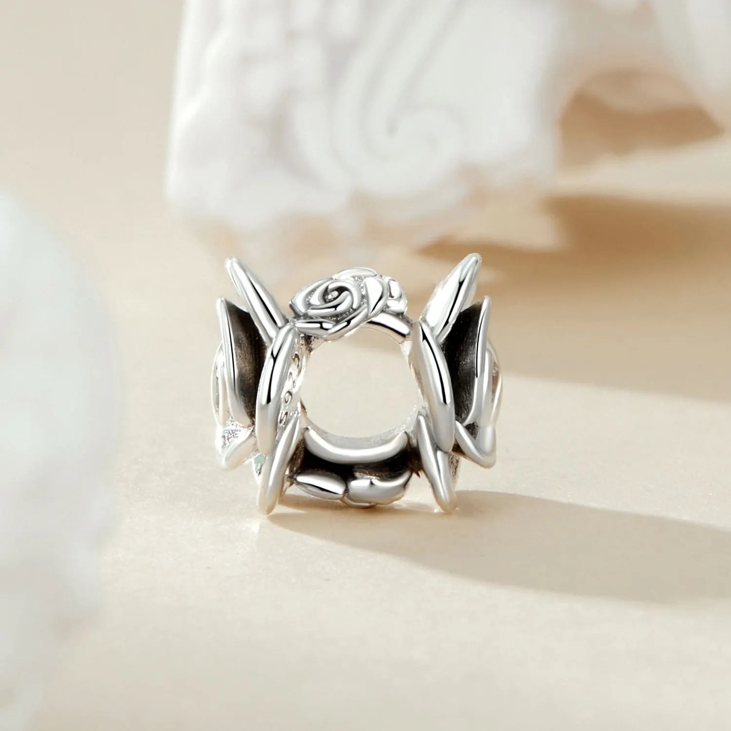 Sterling Silver Crystal Flower Charm
