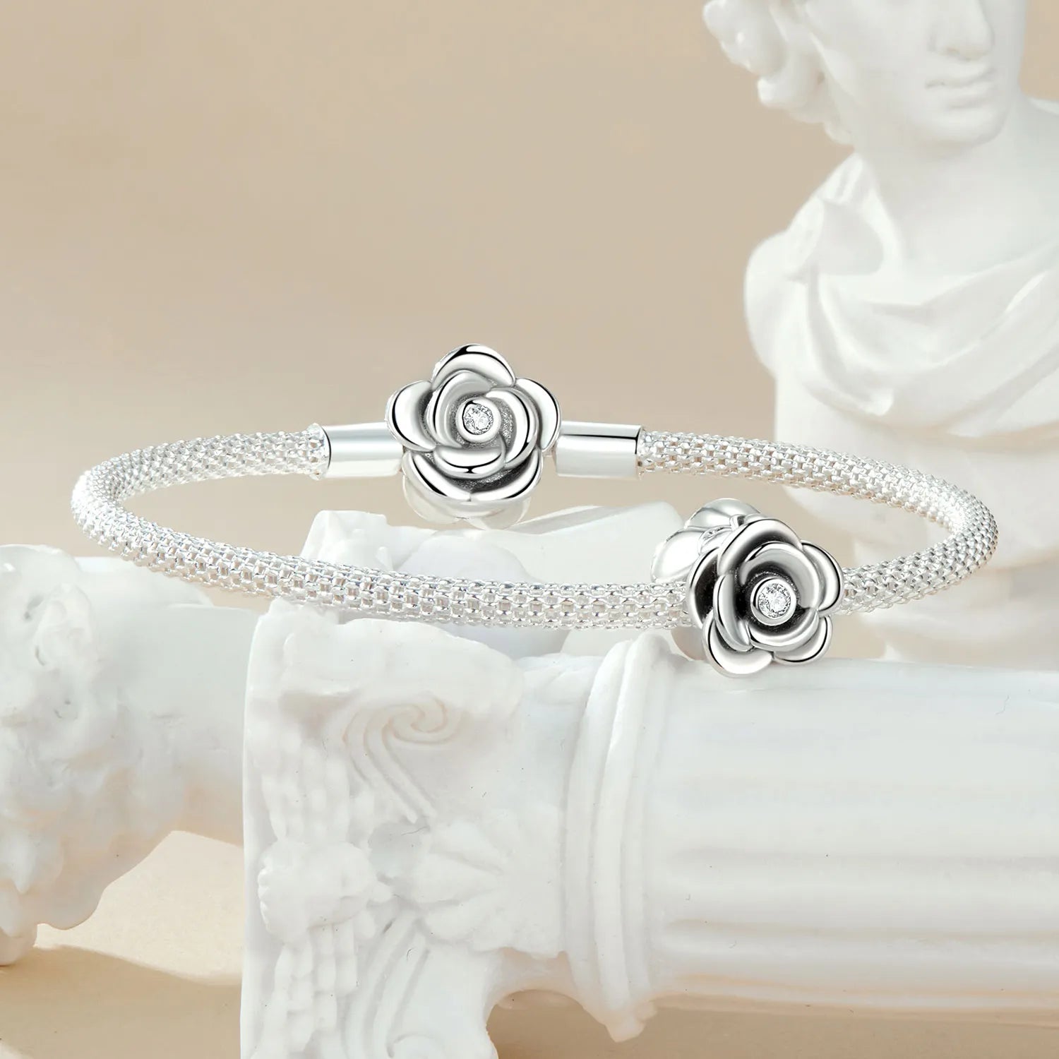 Sterling Silver Crystal Flower Charm