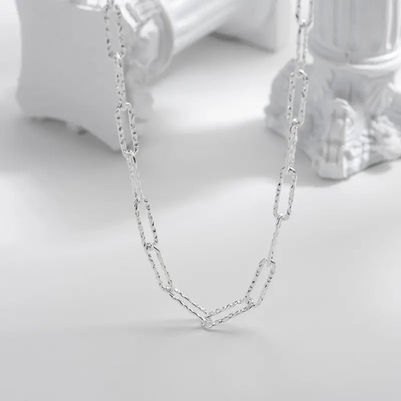 Sterling Silver Paper Clip Link Necklace