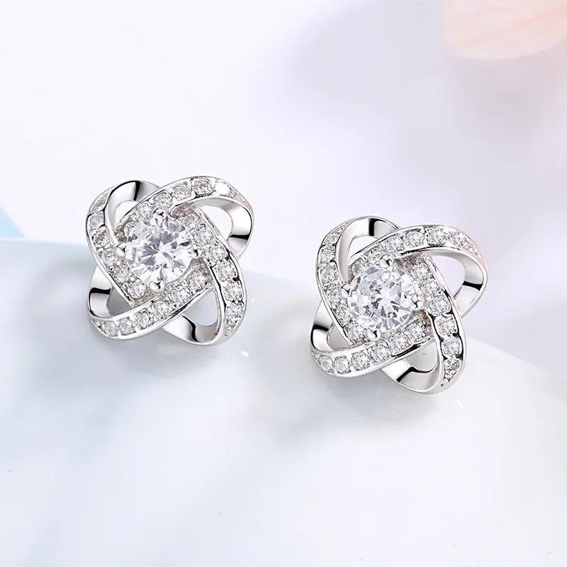 Sterling Silver Love Spread Crystal Earrings