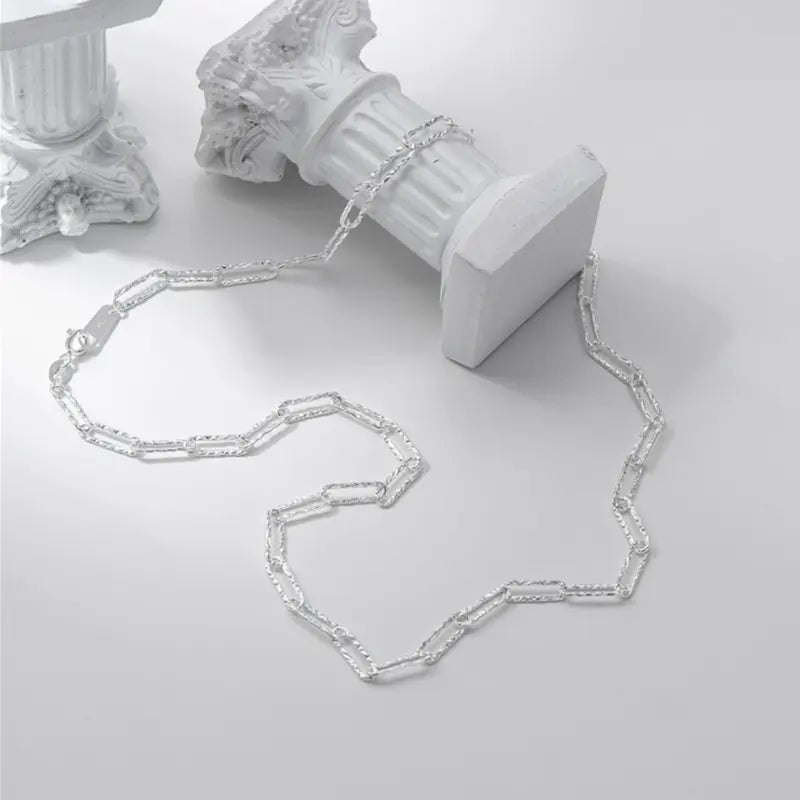 Sterling Silver Paper Clip Link Necklace