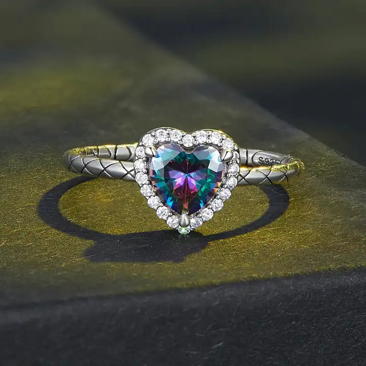 Sterling Silver Juliet Rainbow Crystal Ring