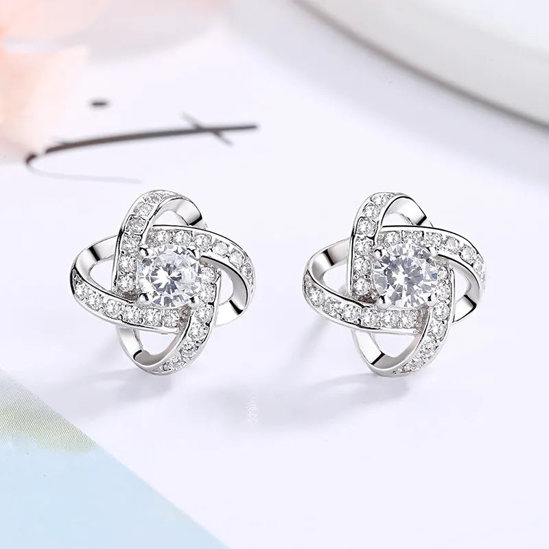 Sterling Silver Love Spread Crystal Earrings