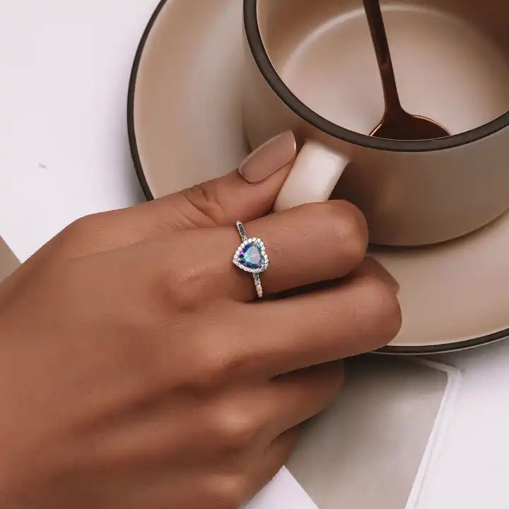 Sterling Silver Juliet Rainbow Crystal Ring