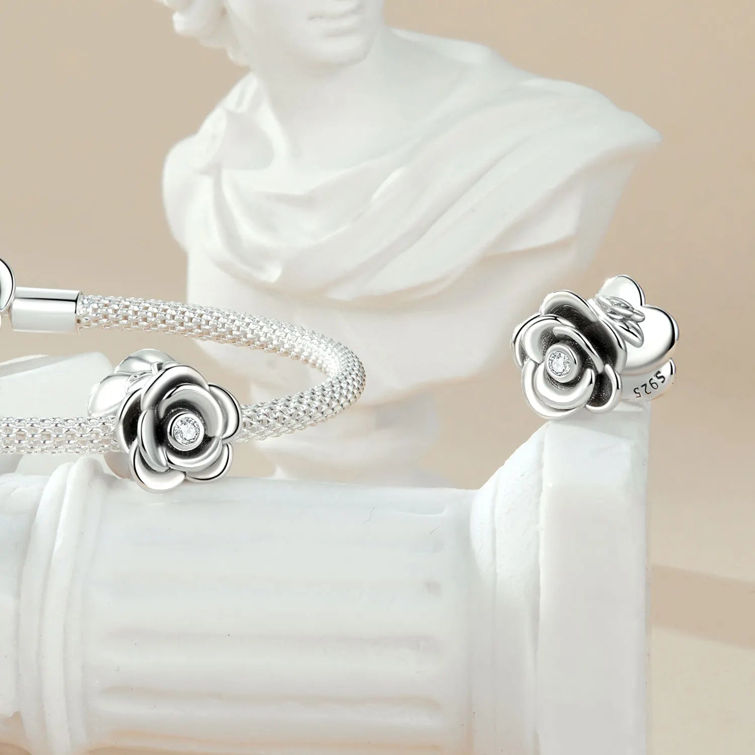 Sterling Silver Crystal Flower Charm