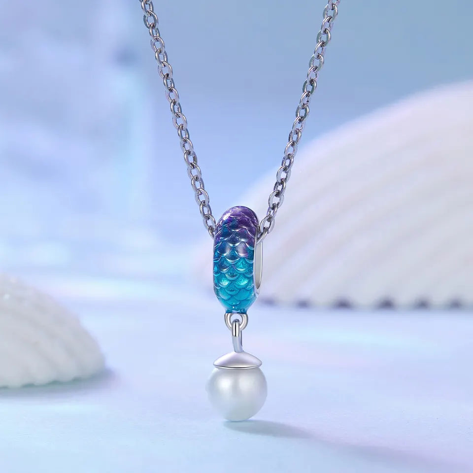 Sterling Silver Mermaid Scales and Pearl Necklace