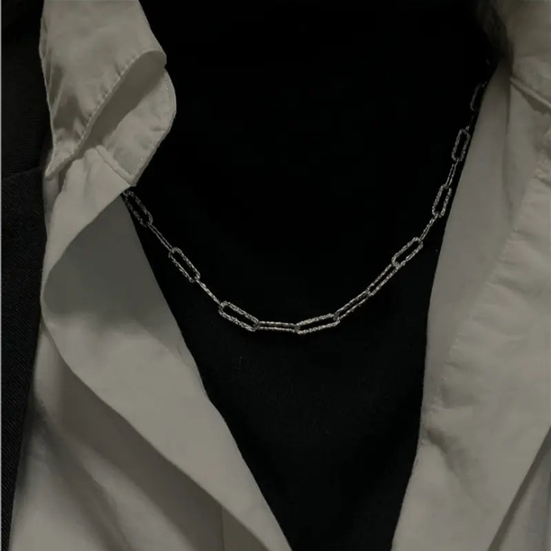 Sterling Silver Paper Clip Link Necklace