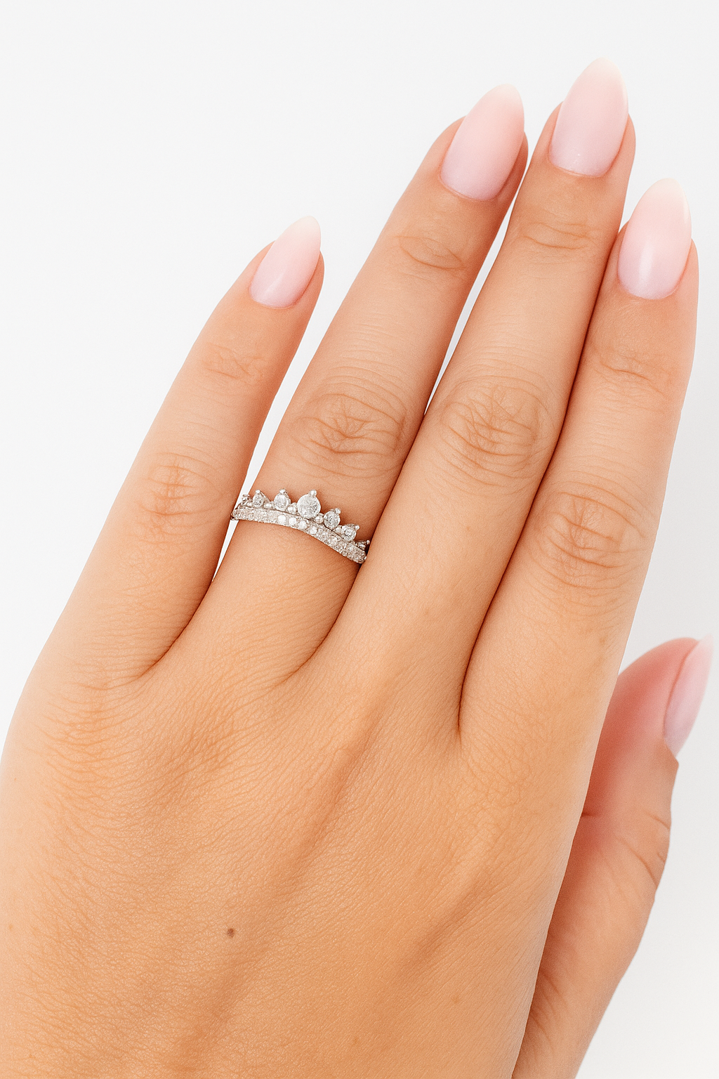 Steling Silver Vintage Tiara Wedding Band